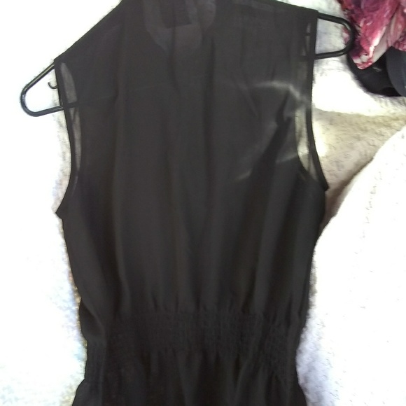 Sz small Black Sheer Button Front Blouse - Picture 4 of 8